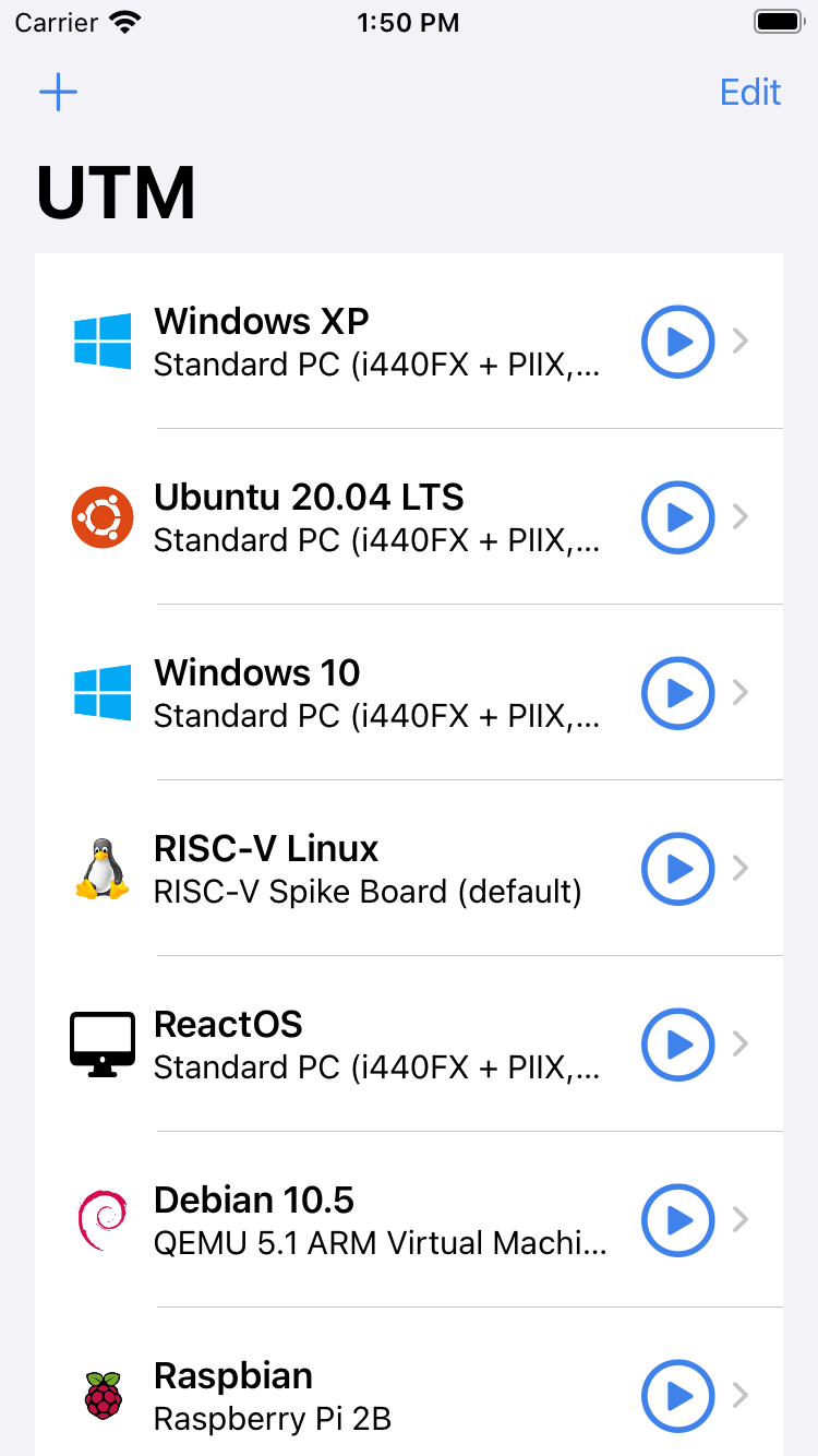 Screenshot 1 of UTM Virtual Machines